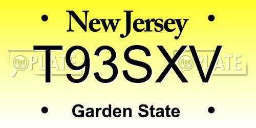 T93SXV New Jersey License Plate