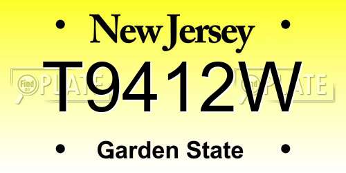 T9412W New Jersey License Plate
