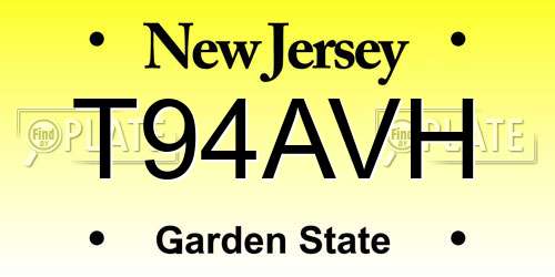 T94AVH New Jersey License Plate