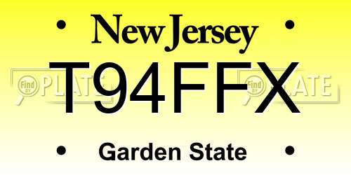 T94FFX New Jersey License Plate
