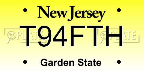T94FTH New Jersey License Plate