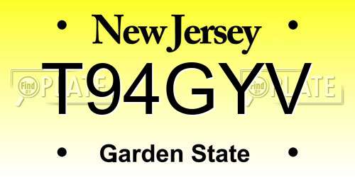 T94GYV New Jersey License Plate