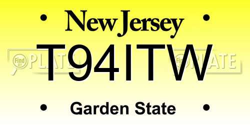 T94ITW New Jersey License Plate