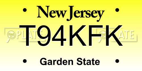 T94KFK New Jersey License Plate