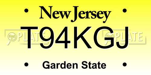 T94KGJ New Jersey License Plate