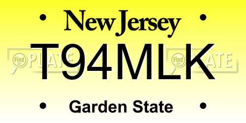 T94MLK New Jersey License Plate