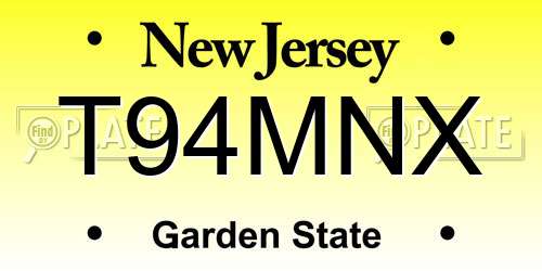 T94MNX New Jersey License Plate