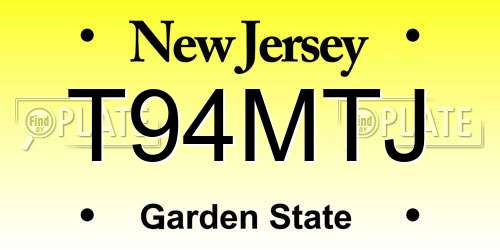 T94MTJ New Jersey License Plate