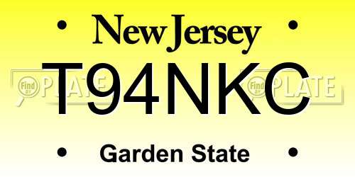 T94NKC New Jersey License Plate