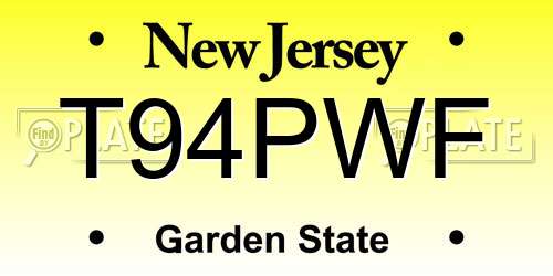 T94PWF New Jersey License Plate