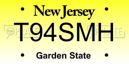 T94SMH New Jersey License Plate