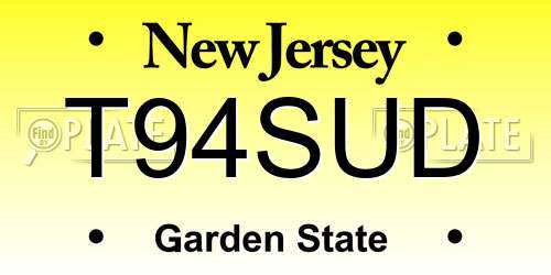 T94SUD New Jersey License Plate