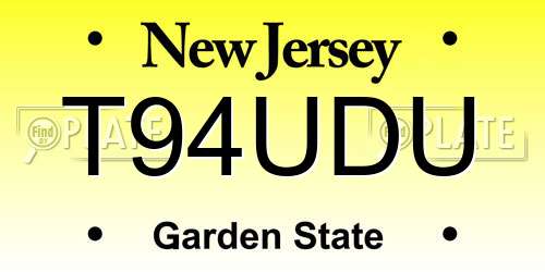 T94UDU New Jersey License Plate