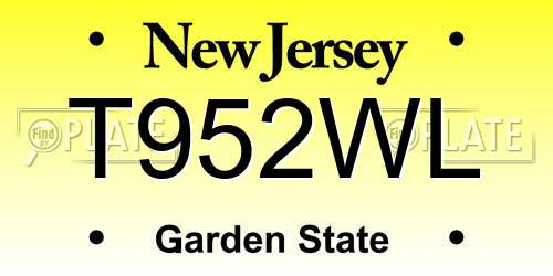 T952WL New Jersey License Plate