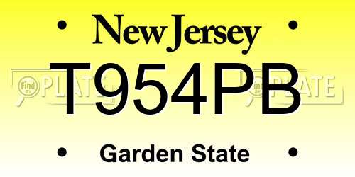 T954PB New Jersey License Plate