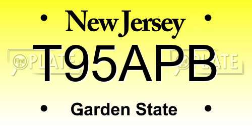 T95APB New Jersey License Plate