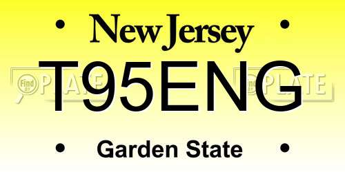 T95ENG New Jersey License Plate