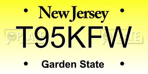 T95KFW New Jersey License Plate