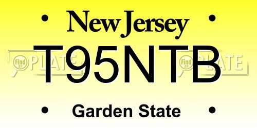 T95NTB New Jersey License Plate