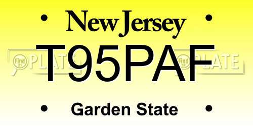 T95PAF New Jersey License Plate