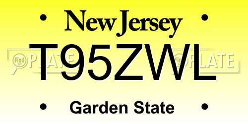 T95ZWL New Jersey License Plate