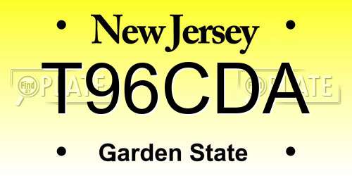 T96CDA New Jersey License Plate