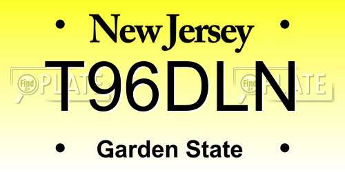 T96DLN New Jersey License Plate