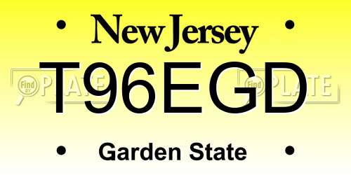 T96EGD New Jersey License Plate