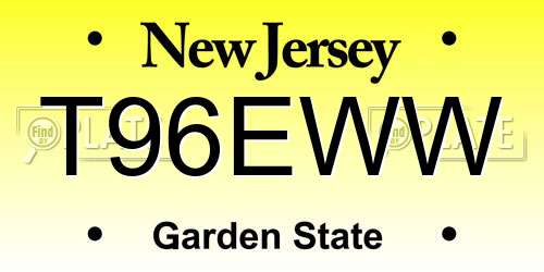 T96EWW New Jersey License Plate