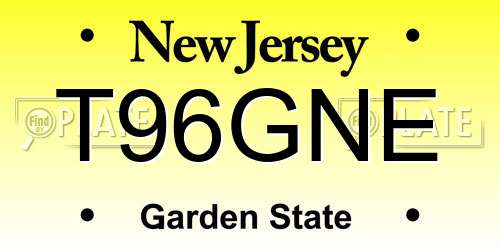 T96GNE New Jersey License Plate