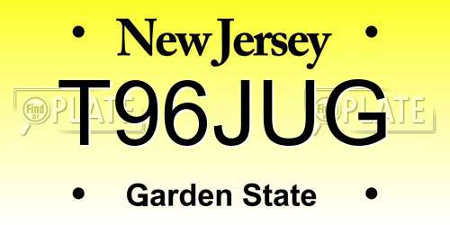 T96JUG New Jersey License Plate