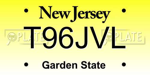 T96JVL New Jersey License Plate