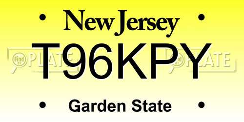 T96KPY New Jersey License Plate