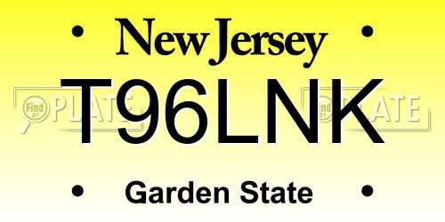 T96LNK New Jersey License Plate