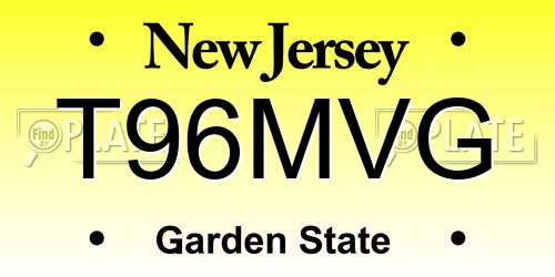 T96MVG New Jersey License Plate