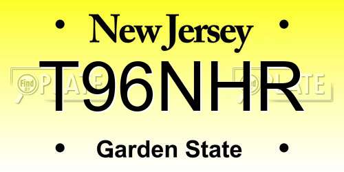 T96NHR New Jersey License Plate