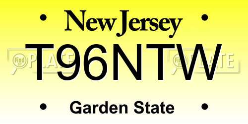 T96NTW New Jersey License Plate