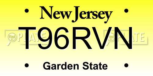 T96RVN New Jersey License Plate