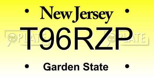 T96RZP New Jersey License Plate