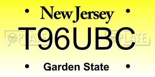 T96UBC New Jersey License Plate