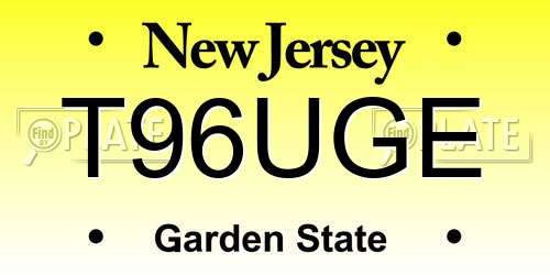 T96UGE New Jersey License Plate