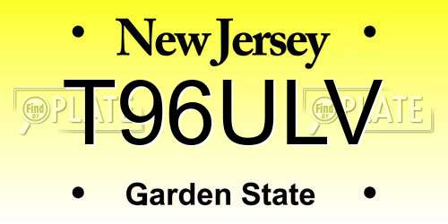 T96ULV New Jersey License Plate