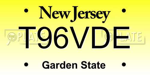 T96VDE New Jersey License Plate