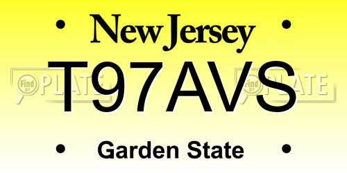 T97AVS New Jersey License Plate
