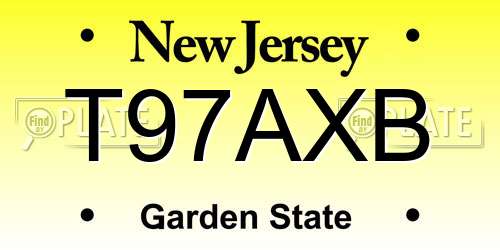 T97AXB New Jersey License Plate