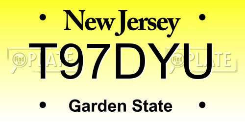 T97DYU New Jersey License Plate