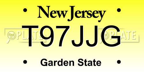 T97JJG New Jersey License Plate
