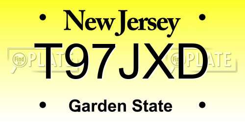 T97JXD New Jersey License Plate