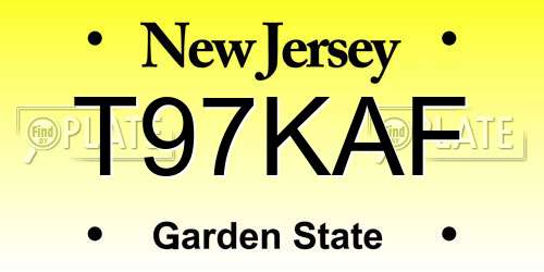 T97KAF New Jersey License Plate