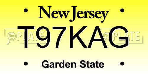 T97KAG New Jersey License Plate